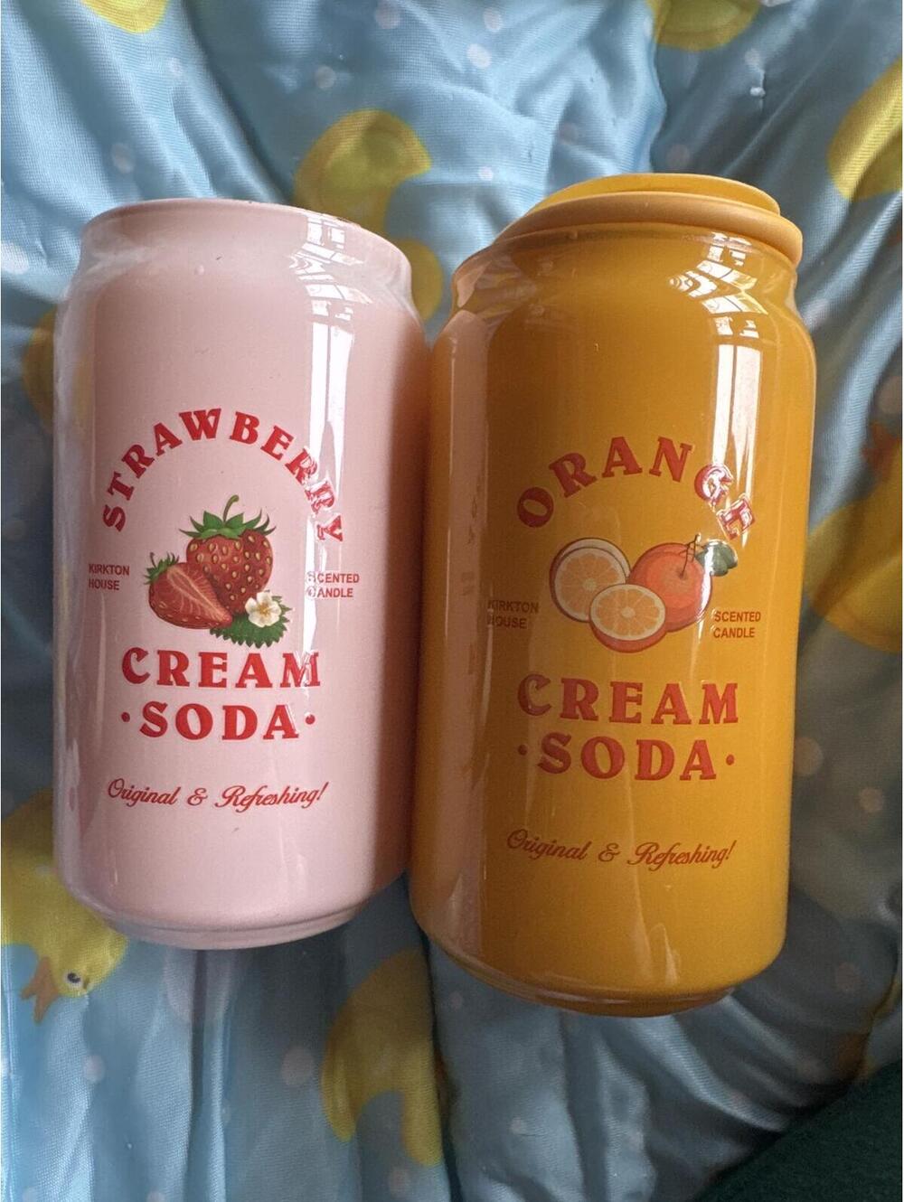 Kirkton House Cream Soda Can Candle Set Strawberry Orange ALDI Scented Pair